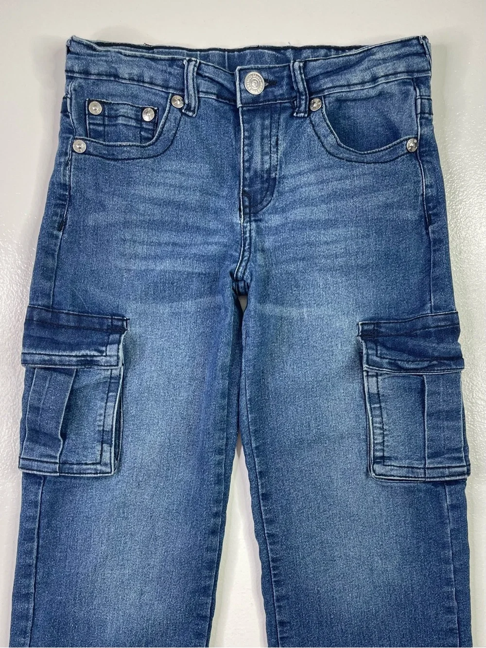 True Religion Kids Cargo Straight Leg Medium Wash Jeans Size M (10/12)